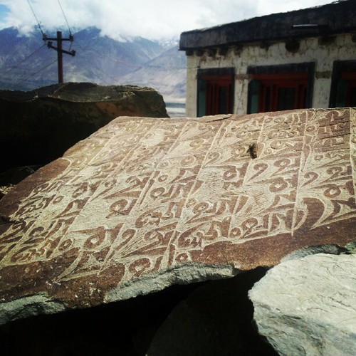 Ancient Ladakhi stone with inscriptions