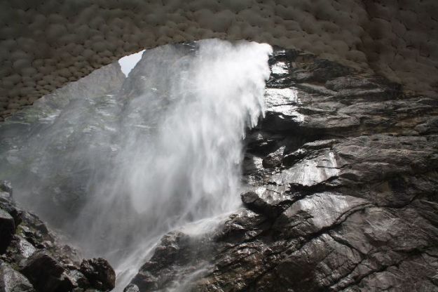 View from inside the galcier at the foothills Uttarakhand, Mana, Glacier, Vasudhara falls, Himalayas, Badrinath