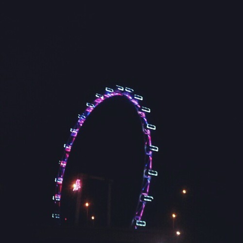 Singapore Flyer - Beautifully lit up Ferris Wheel at night