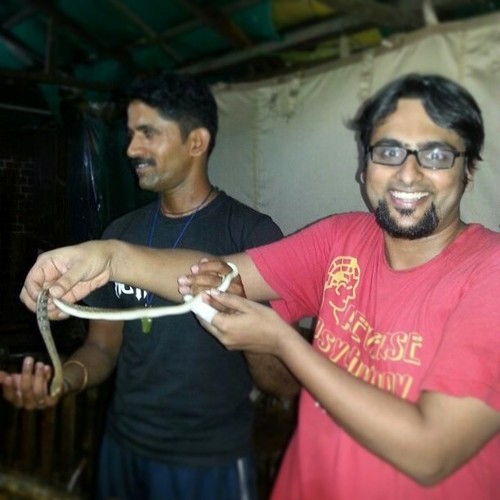 Me holding Striped Keelback