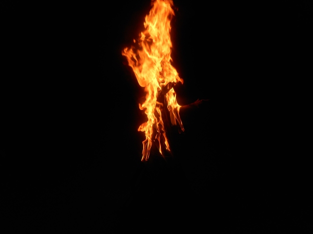 Bonfire by the beach over dinner