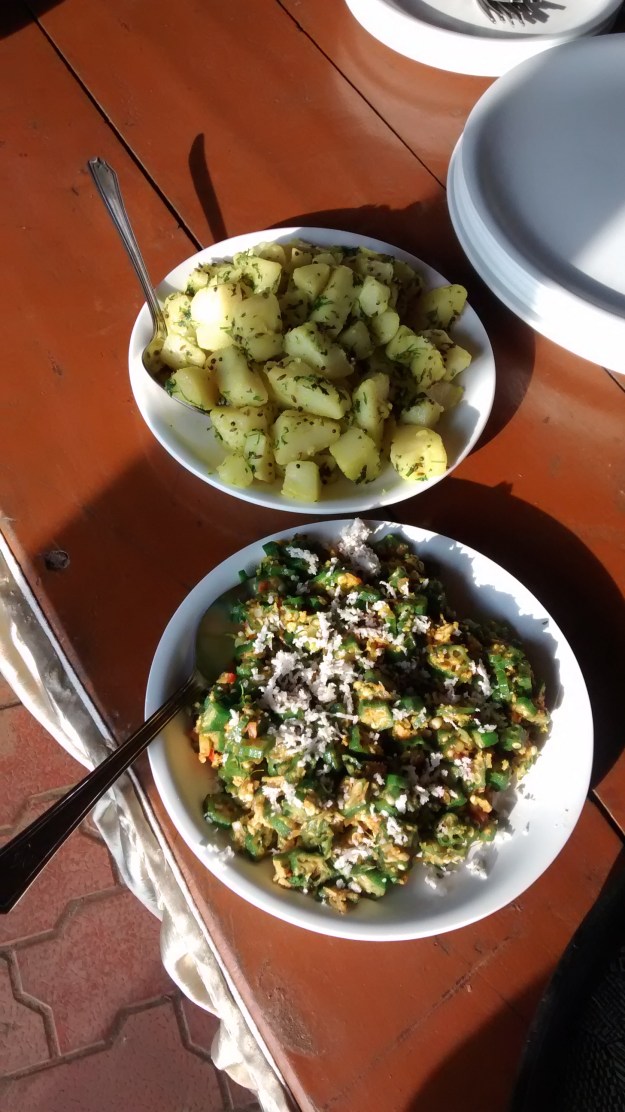 Malvani Bhindi Fry and Potatoe Vegetable